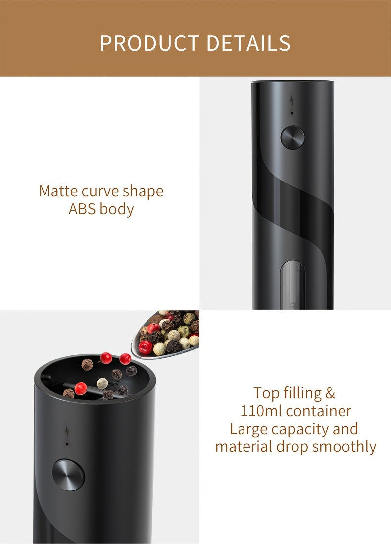 Convenient 2-piece LED automatic electric salt and pepper grinder set