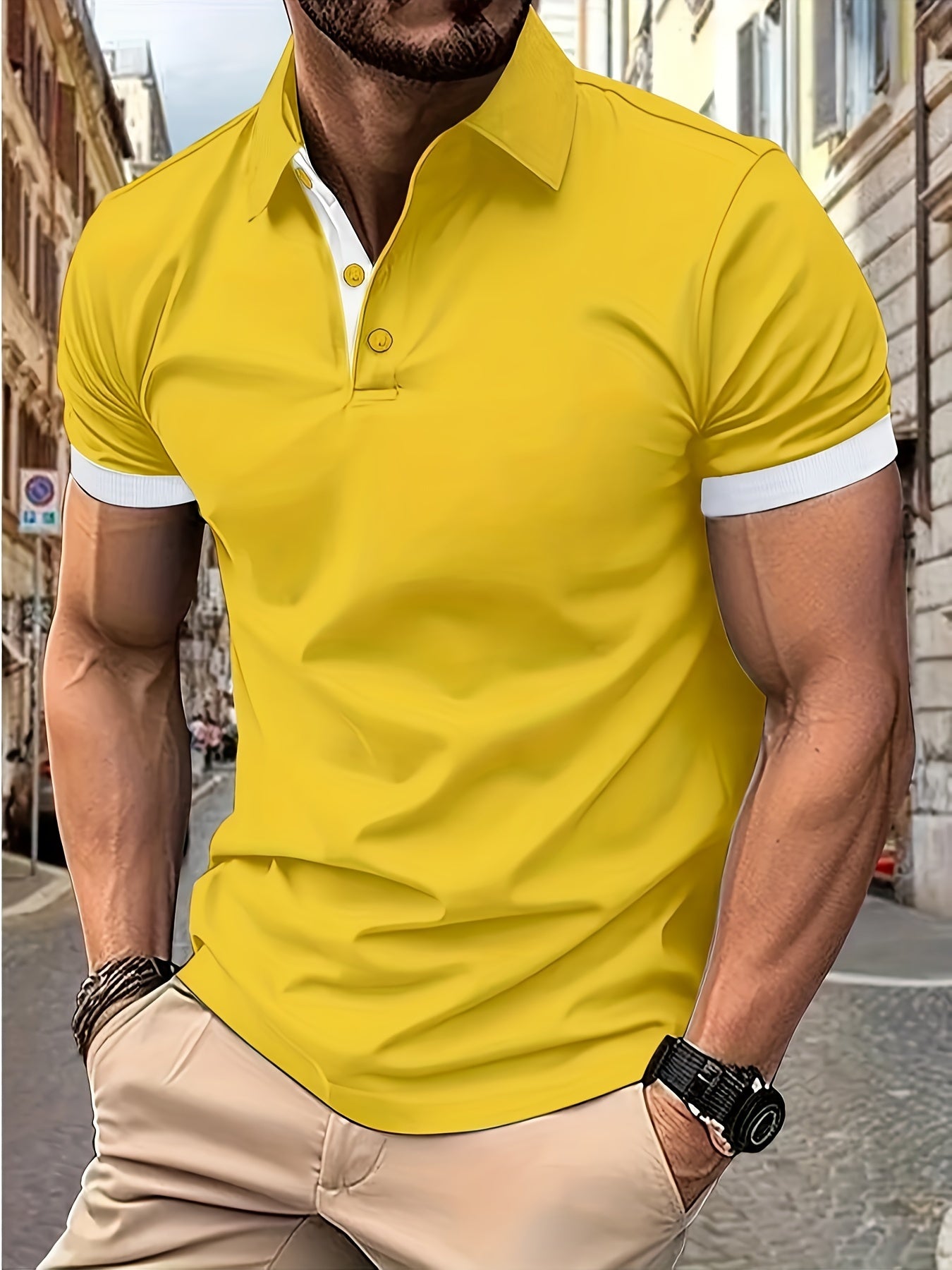 Men's Golf Shirt, Breathable Fabric, V-Neck, Short Sleeves, Summer