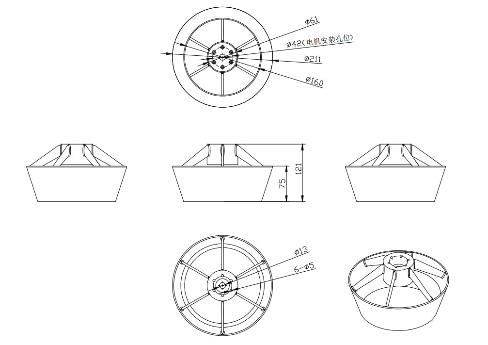 Cánh Quạt Gập 2 Lưỡi Flipsky 162mm Cho Thuyền Efoil