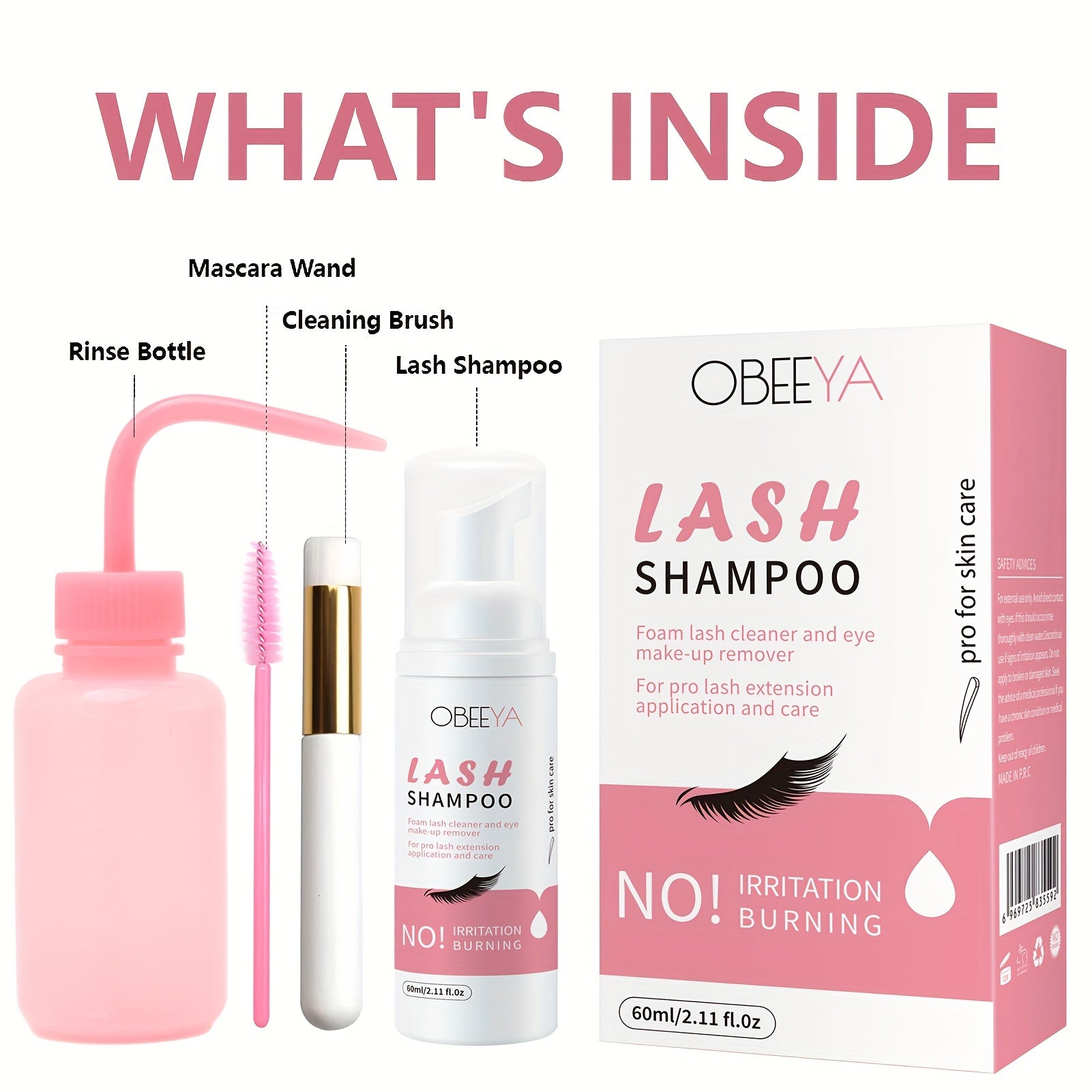 Eyelash &amp; Eyelid Cleanser, Paraben Sulfate Free Makeup Remover Brush Set