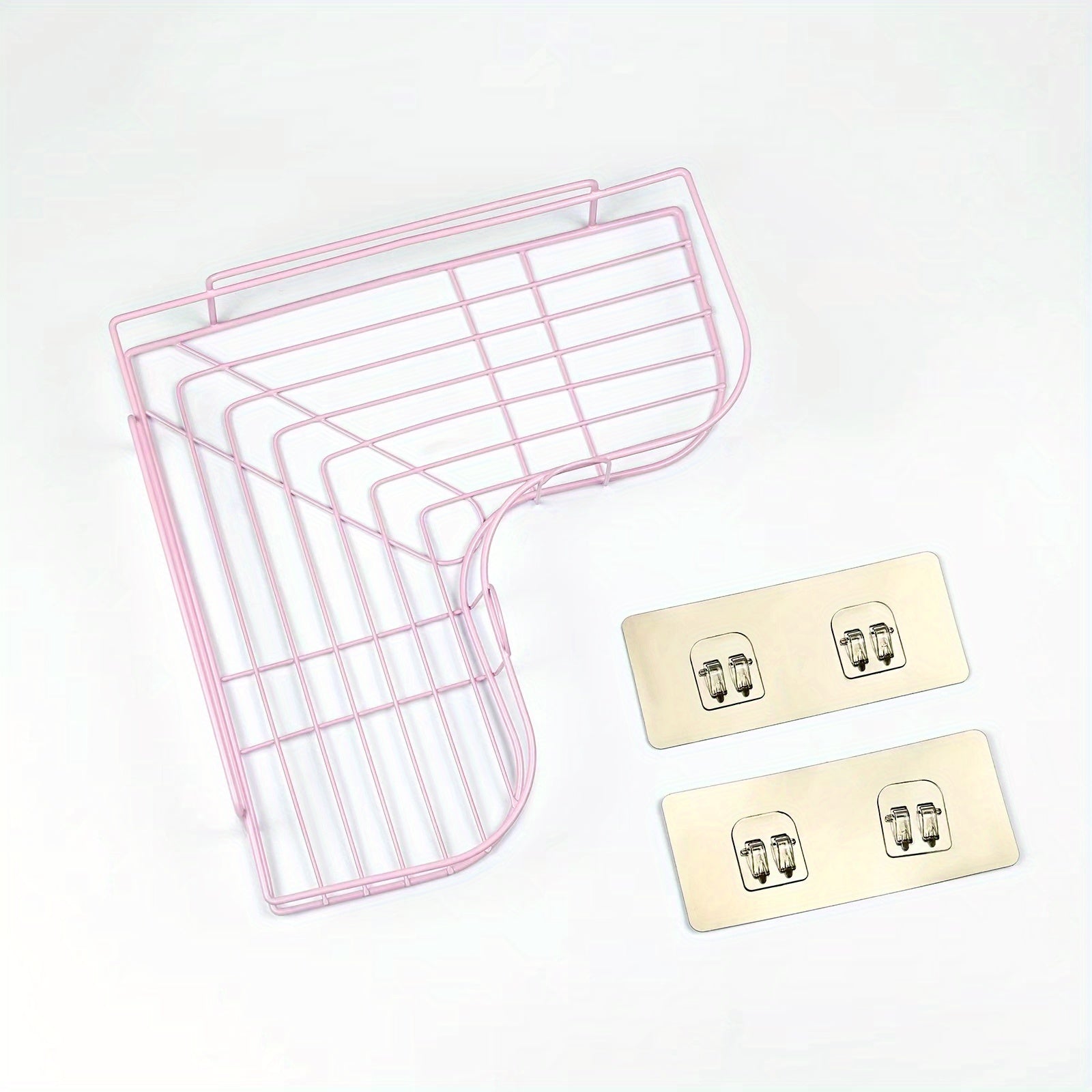 [Cast Iron Shower Shelf] 1pc Cast Iron Corner Shower Shelf - No-Drill Wall Mounted Black Wire Mesh Bathroom Storage Rack for Easy Access & Organization, Perfect for Shampoo, Conditioner, and Soap, Bathroom Storage Solution | - Daisan Mart