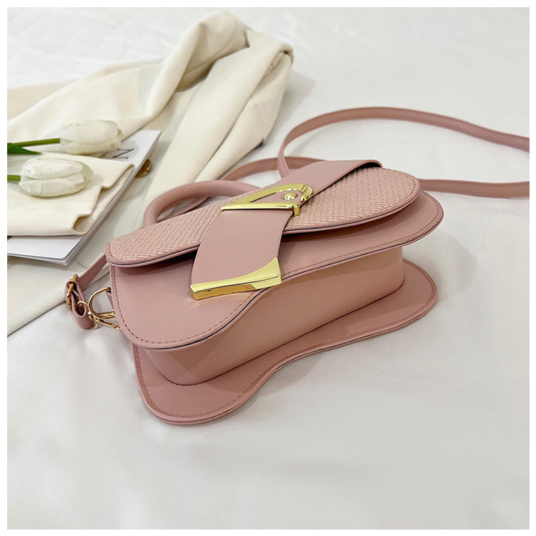 Women's Crossbody Bag - Gold Lock, Compact, Luxurious