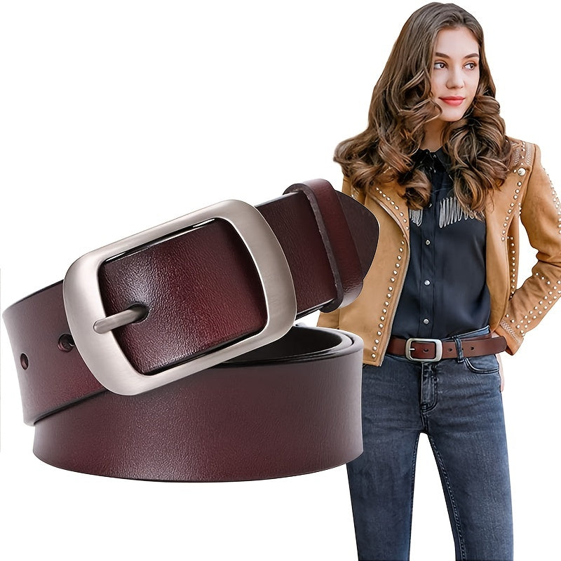 Luxury Genuine Leather Women's Belt - Stylish Metal Buckle