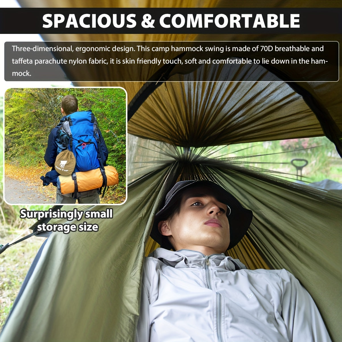 [3-in-1 Hammock] GEERTOP 3-in-1 Outdoor Hammock | Double Sleep Rest Camping Hammock with Mosquito Net Sun Shelter for Backpacking Travel Garden Park - Daisan Mart