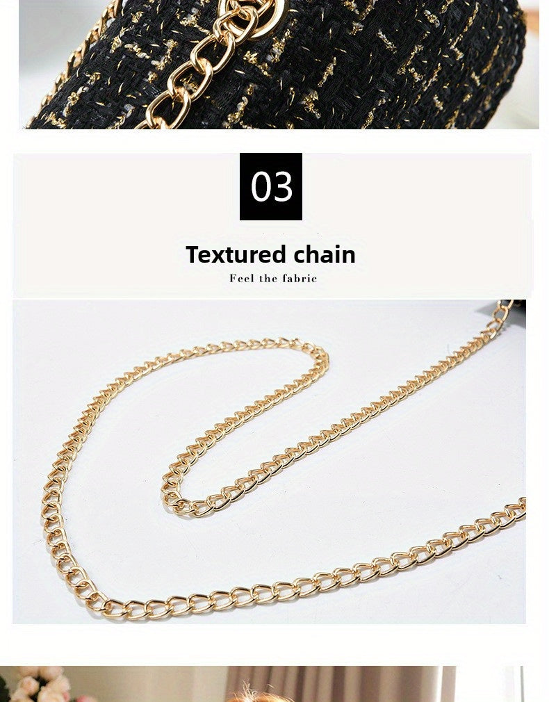 Túi Xách Nữ Dây Xích Thanh Lịch Phong Cách Tweed