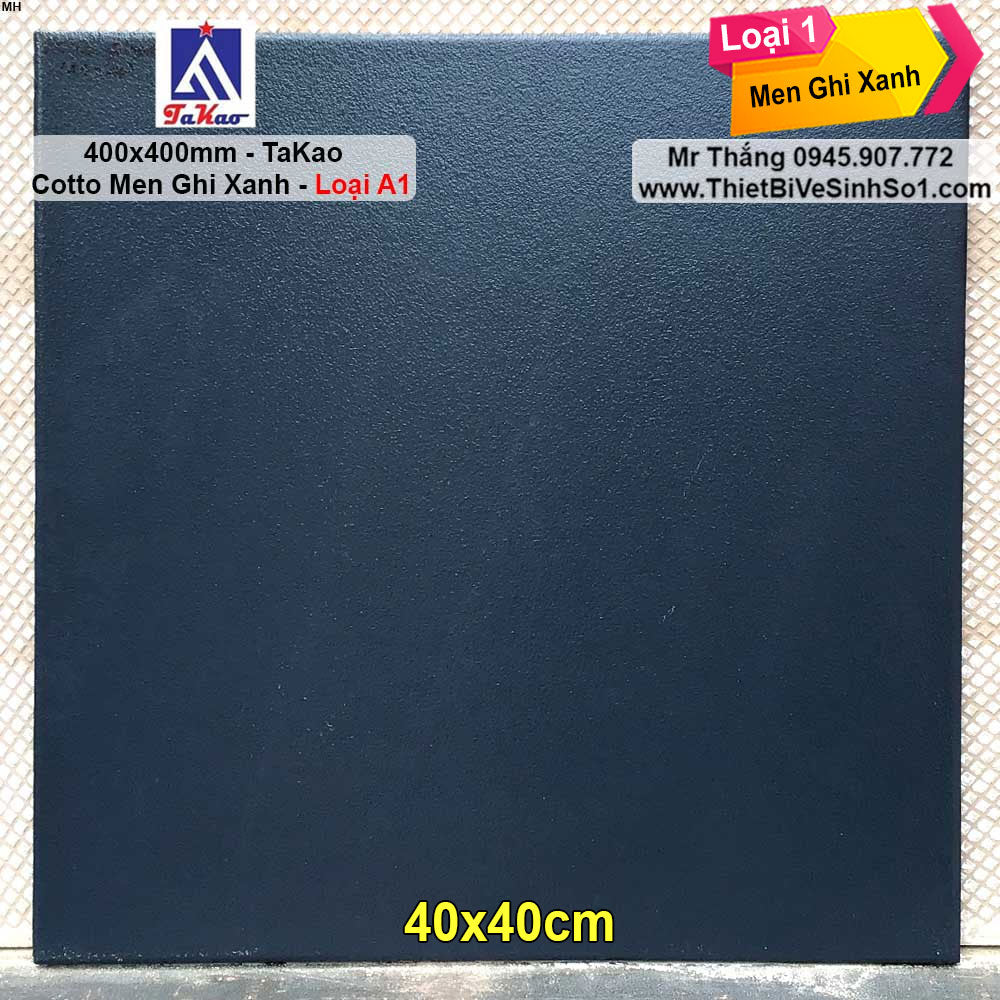 Gạch cotto tráng men màu xanh đen KT 40x40