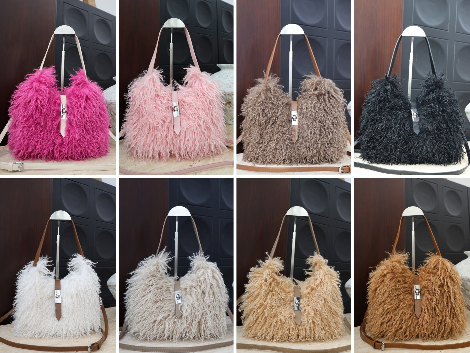 Women's Faux Wool Handbag - Soft &amp; Elegant Crossbody Bag