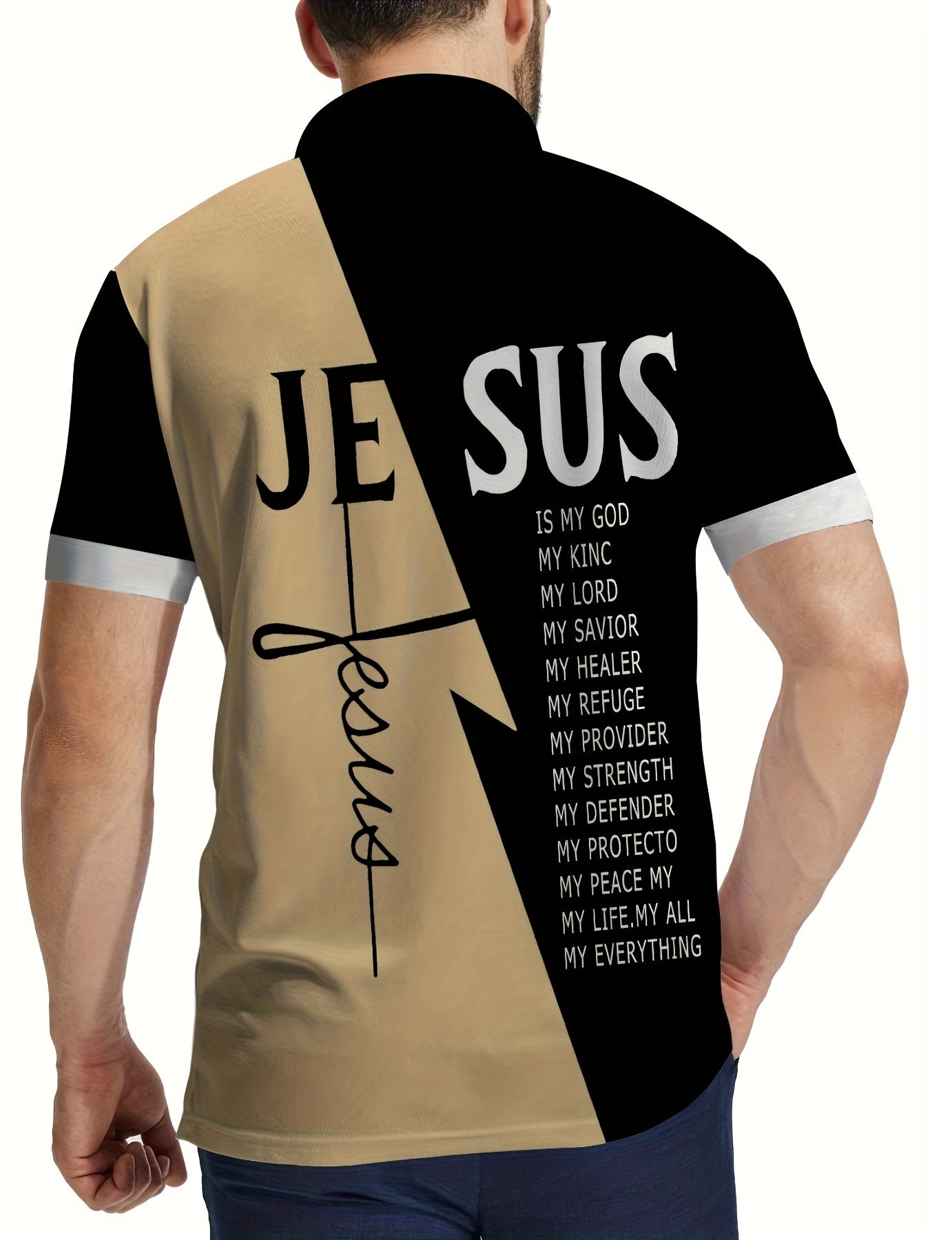 Men's Golf T-shirt Large Size Printed JESUS ​​Active Summer