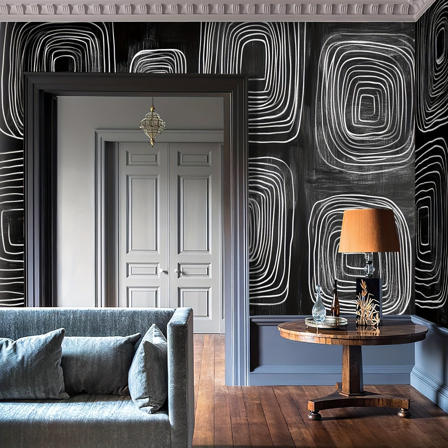 Modern Black and White Abstract Wallpaper 100x144