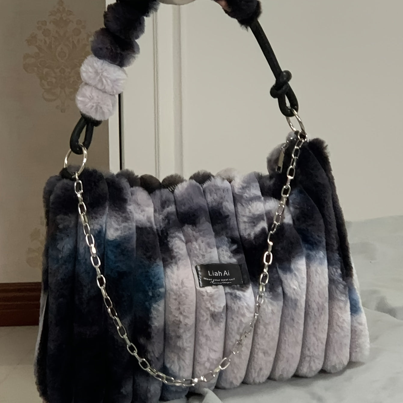 Women's Luxury Soft Fur Handbag Multi-Function Large Size