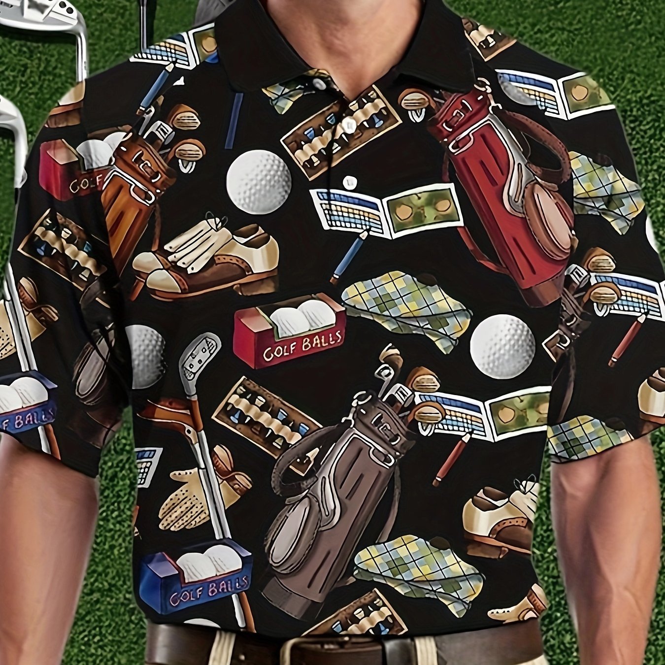 Áo Sơ Mi Golf Nam In Họa Tiết Hài Hước, Siêu Nhẹ