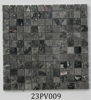 Black and white veined natural stone mosaic tile 23PV009