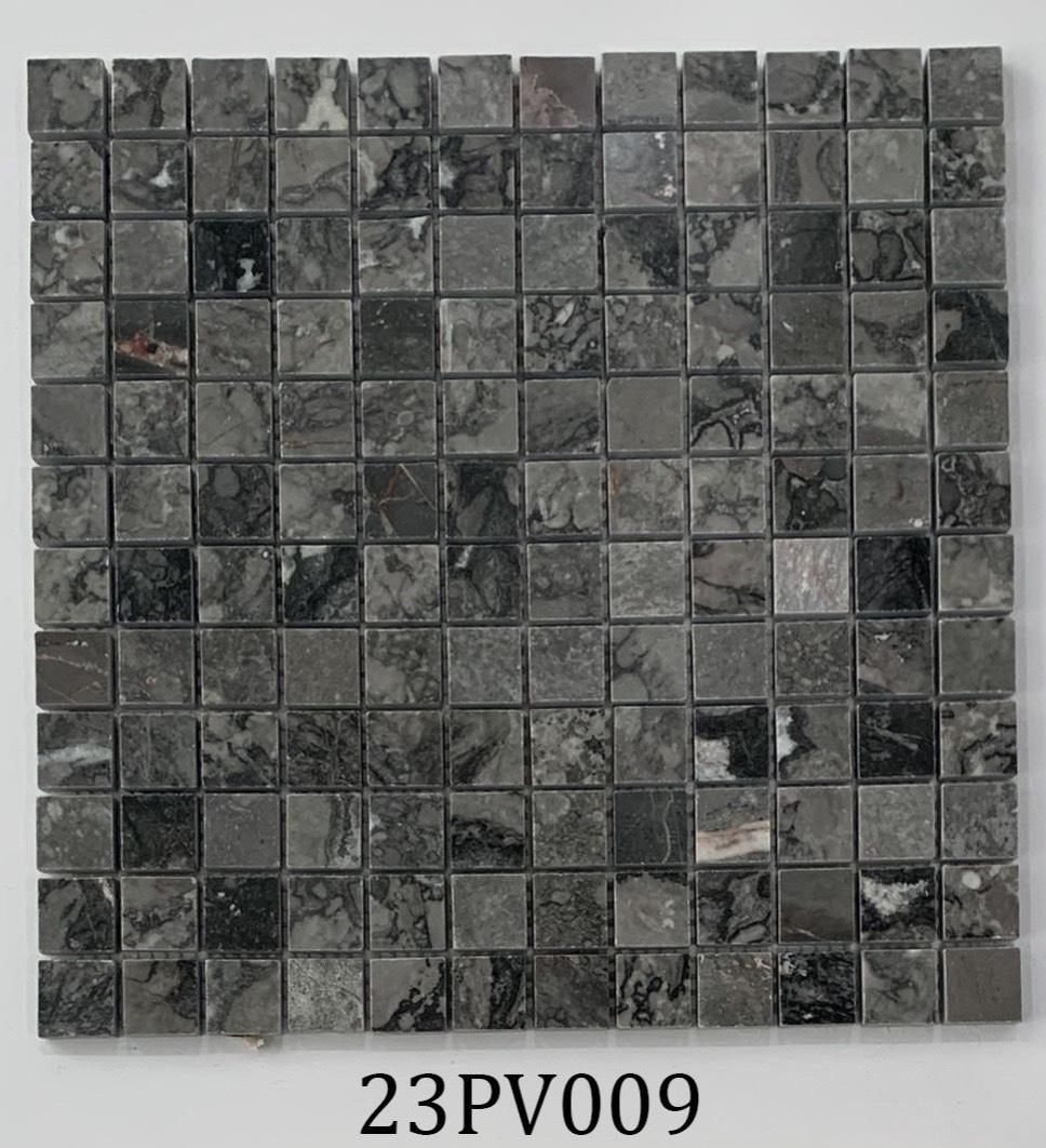 Black and white veined natural stone mosaic tile 23PV009