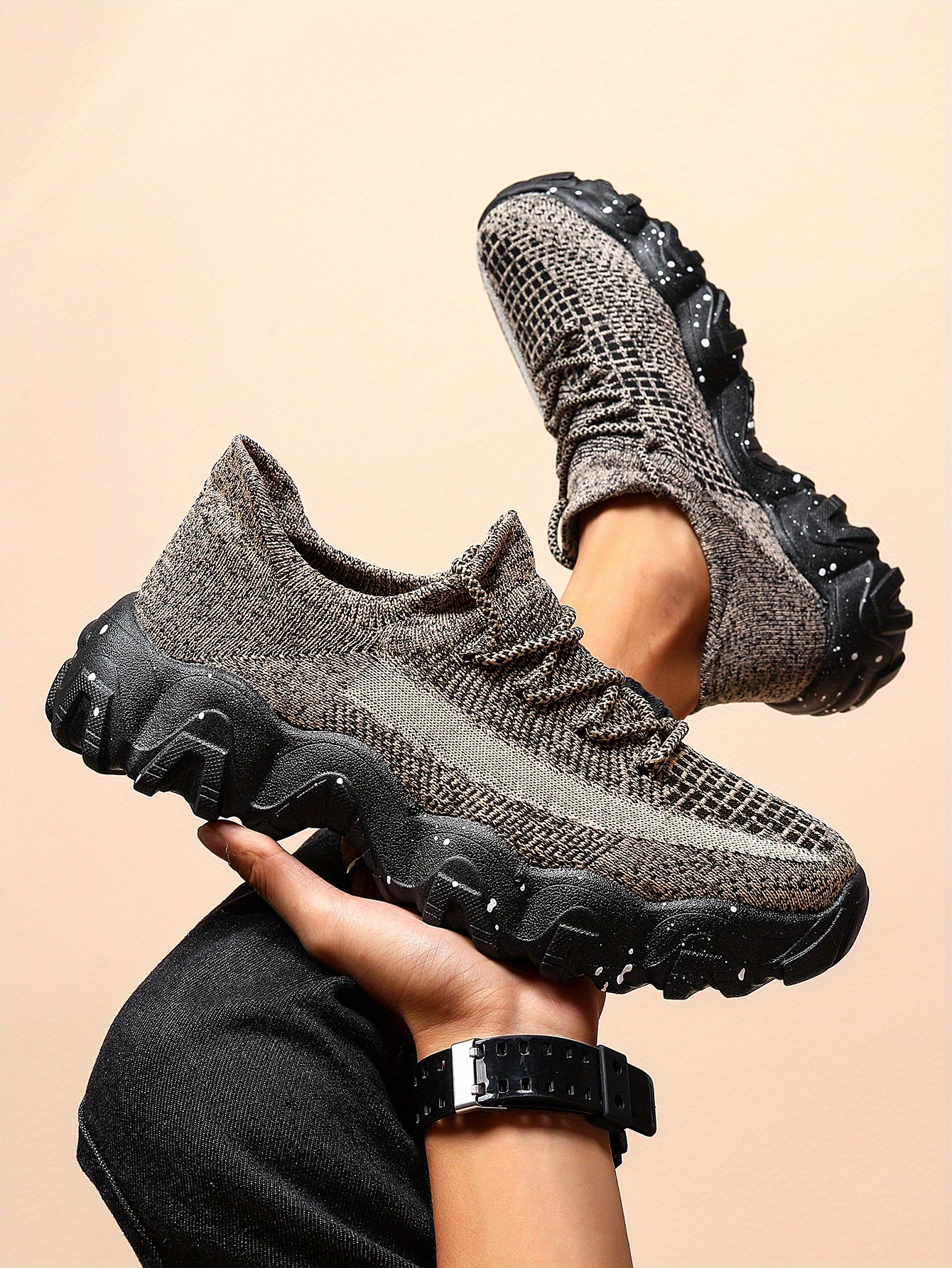 Giày Sneaker Nam Thể Thao Họa Tiết Hình Học Thoáng Khí