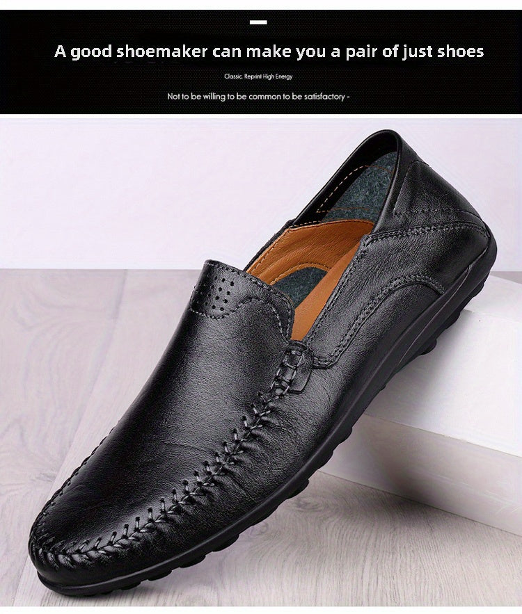 CLOHOO Men's Genuine Leather Loafers for Elegant Office