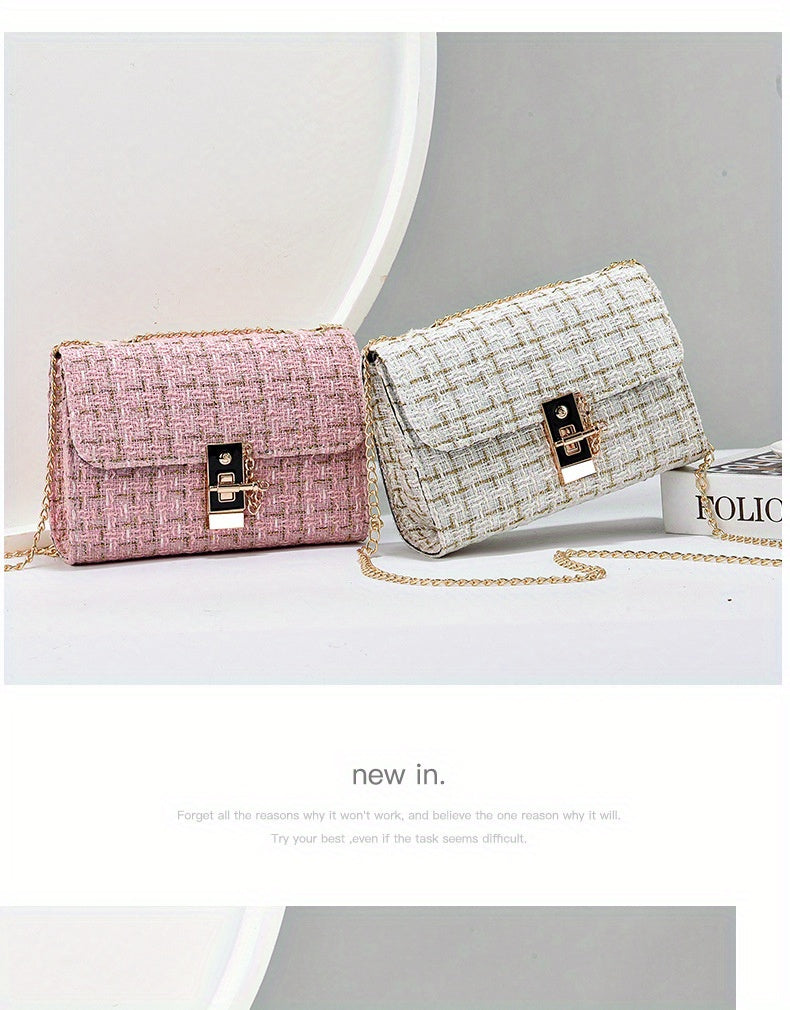 Túi Xách Nữ Dây Xích Thanh Lịch Phong Cách Tweed