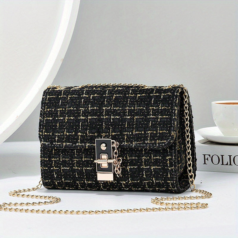 Túi Xách Nữ Dây Xích Thanh Lịch Phong Cách Tweed