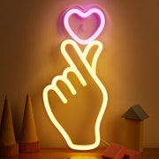 Heart Hand LED Neon Light, Bedroom Decoration USB 5V