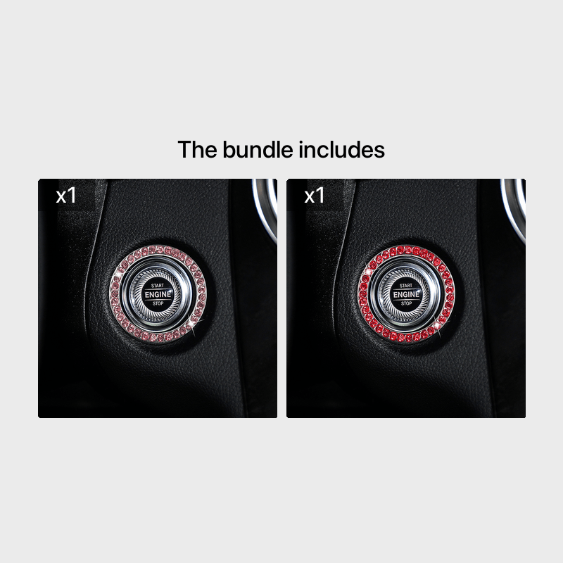 Zinc Alloy Ignition Button Cover with Sparkle Effect - "START STOP" Design, Plated, Easy Installation, Fits Most Vehicles, Ignition System Upgrade | Sparkling Button Cover | Glossy Finis - Daisan Mart