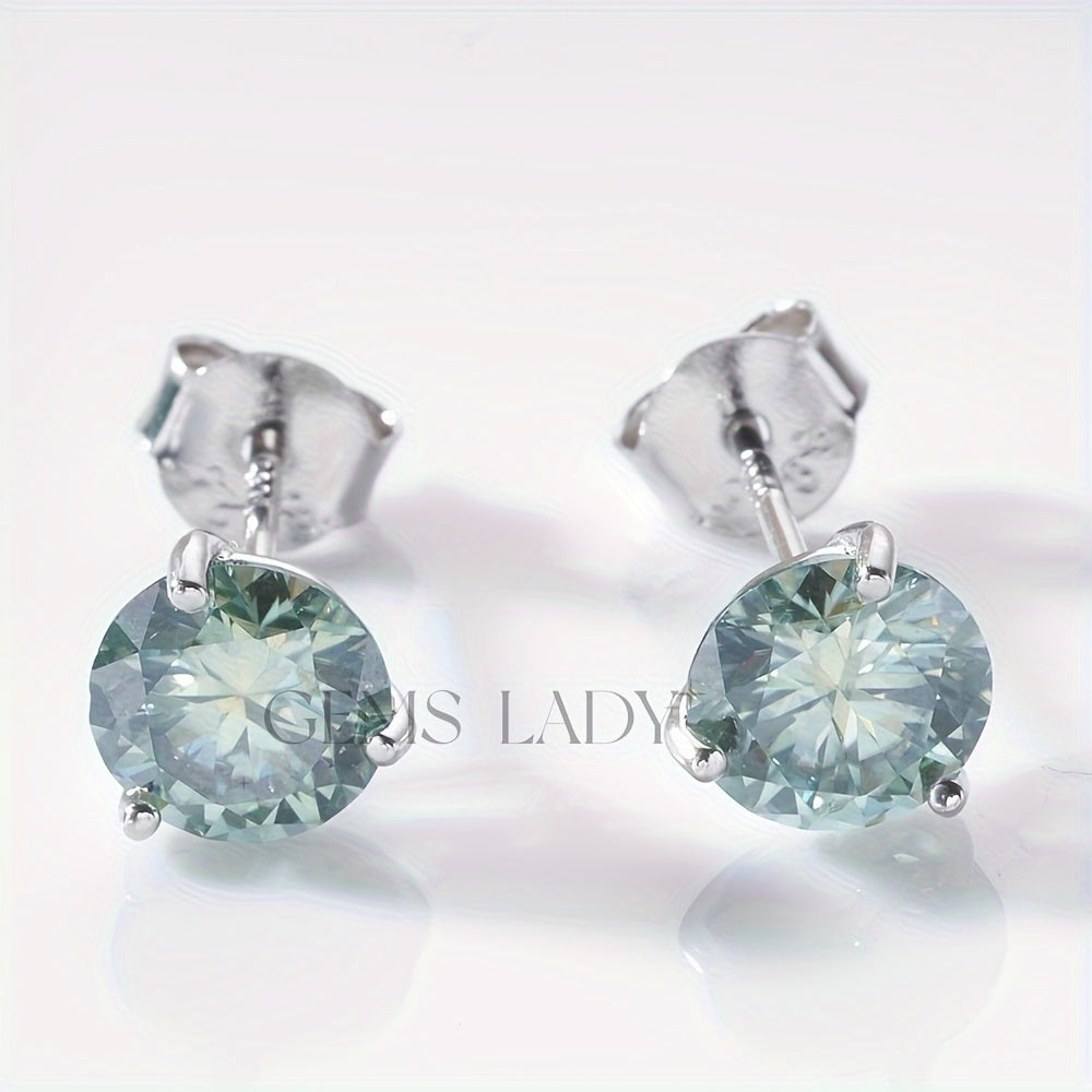 Exquisite 925 Silver 3-Claw Moissanite Shiny Earrings