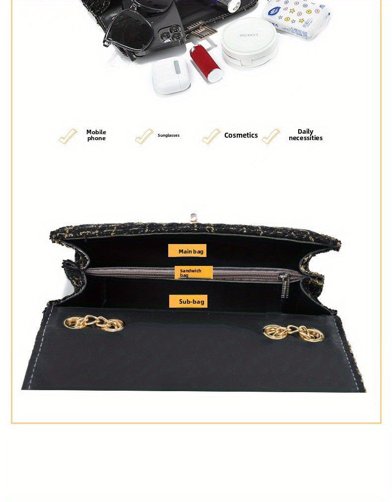 Túi Xách Nữ Dây Xích Thanh Lịch Phong Cách Tweed