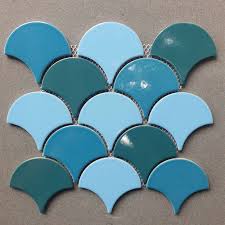 Fish Scale Mosaic Tiles Cracked Glaze Mix 3 Colors 70821