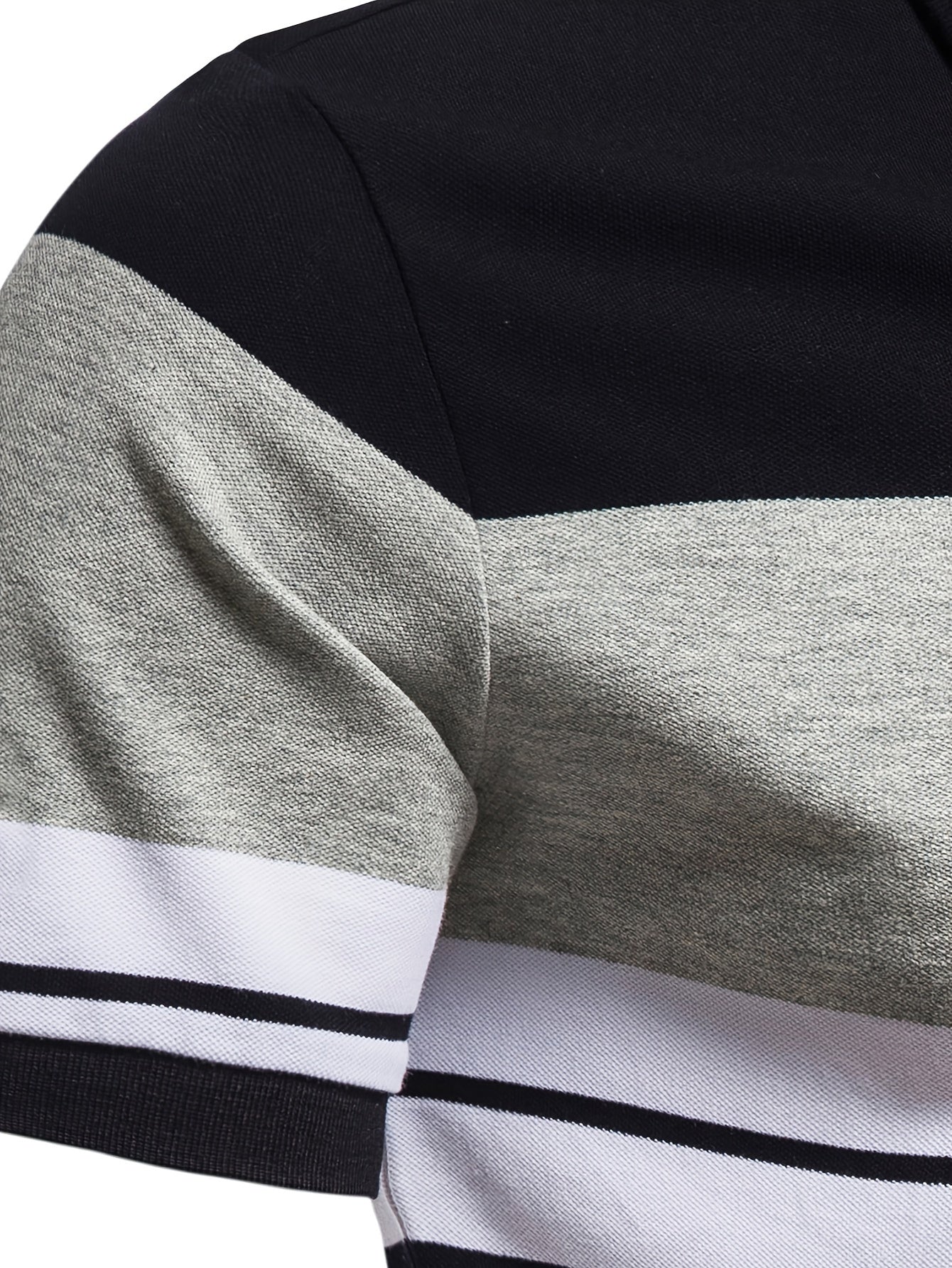 Áo Golf Nam Kẻ Sọc Thoáng Mát, Cộc Tay Nửa Khuy