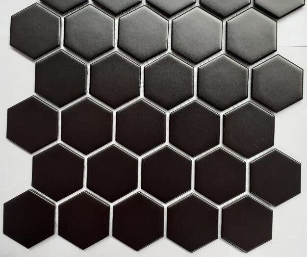Matte black hexagonal mosaic tile code MHG900