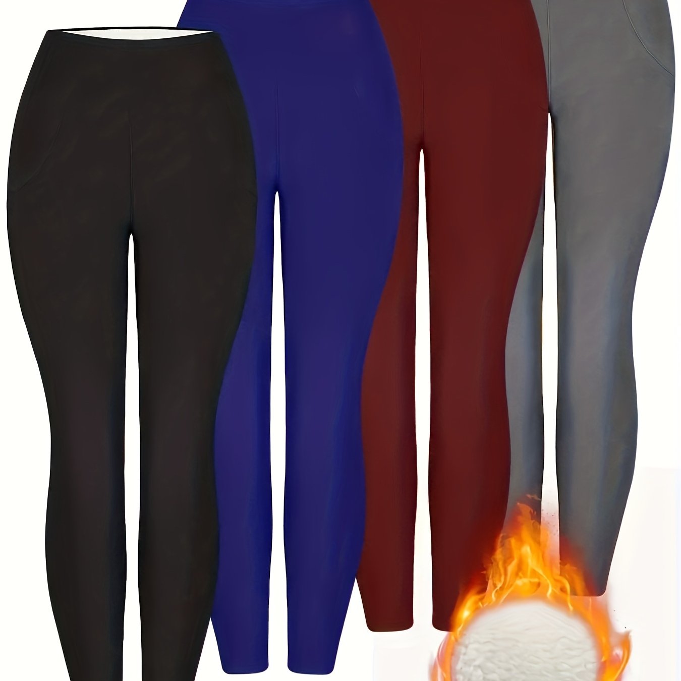 4pcs Set Of Women'S Autumn And Winter Leggings, A Boutique And Versatile Fashionable Outerwear That Highlights The Beautiful Lines Of The Body, Keeps Warmth Windproof, Tightens The Abdomen, And Gives Warmth To Oneself Family,
