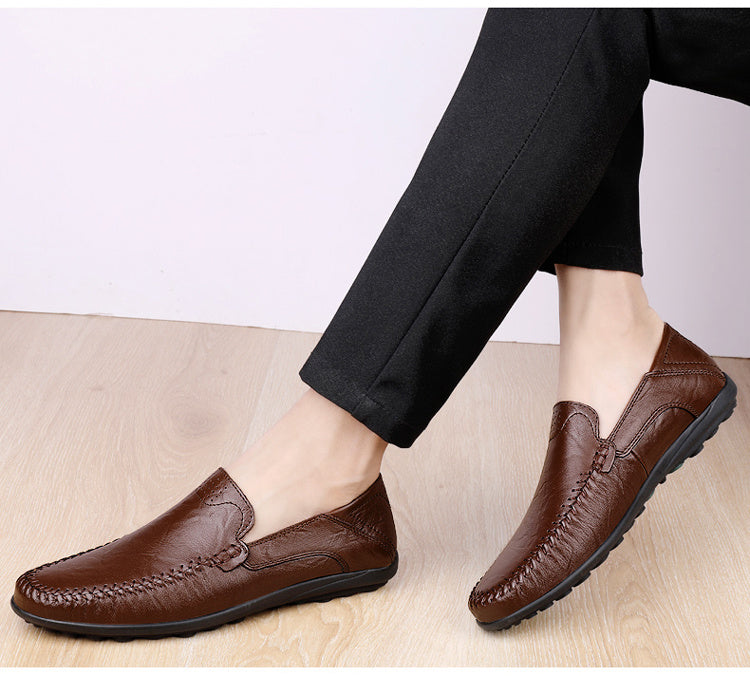 CLOHOO Men's Genuine Leather Loafers for Elegant Office