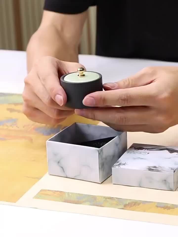 Mini Inkstone with Lid, Calligraphy, Natural Stone Processed Inkstone for Copying Sutras, Small Script Grinding Inkwell, Artificial Jade Cover Random Color