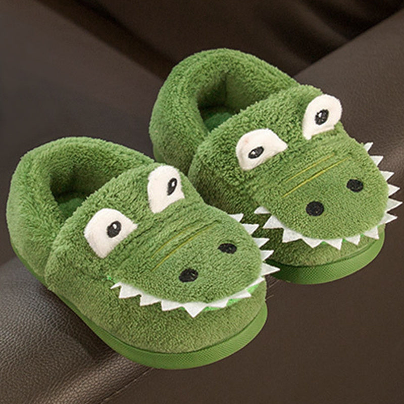 Warm Dinosaur Slippers for Boys - Funny Crocodile Teeth