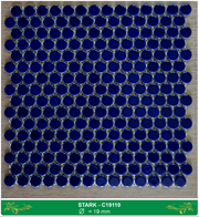 Blue round marble mosaic tile - C19110