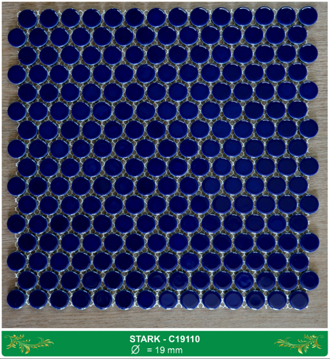 Blue round marble mosaic tile - C19110
