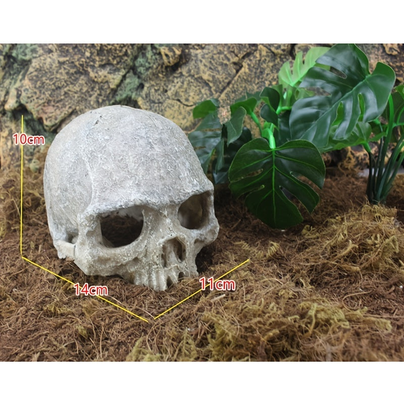 Aquarium Decor Accessories, Skull Skeleton Statue, Lizard Hideout, Lizard Cave, Glass Container for Aquarium, Reptile Hideaway Cave, Suitable for Aquarium Fish Tank Landscape Decoration Reptile Habita - Daisan Mart