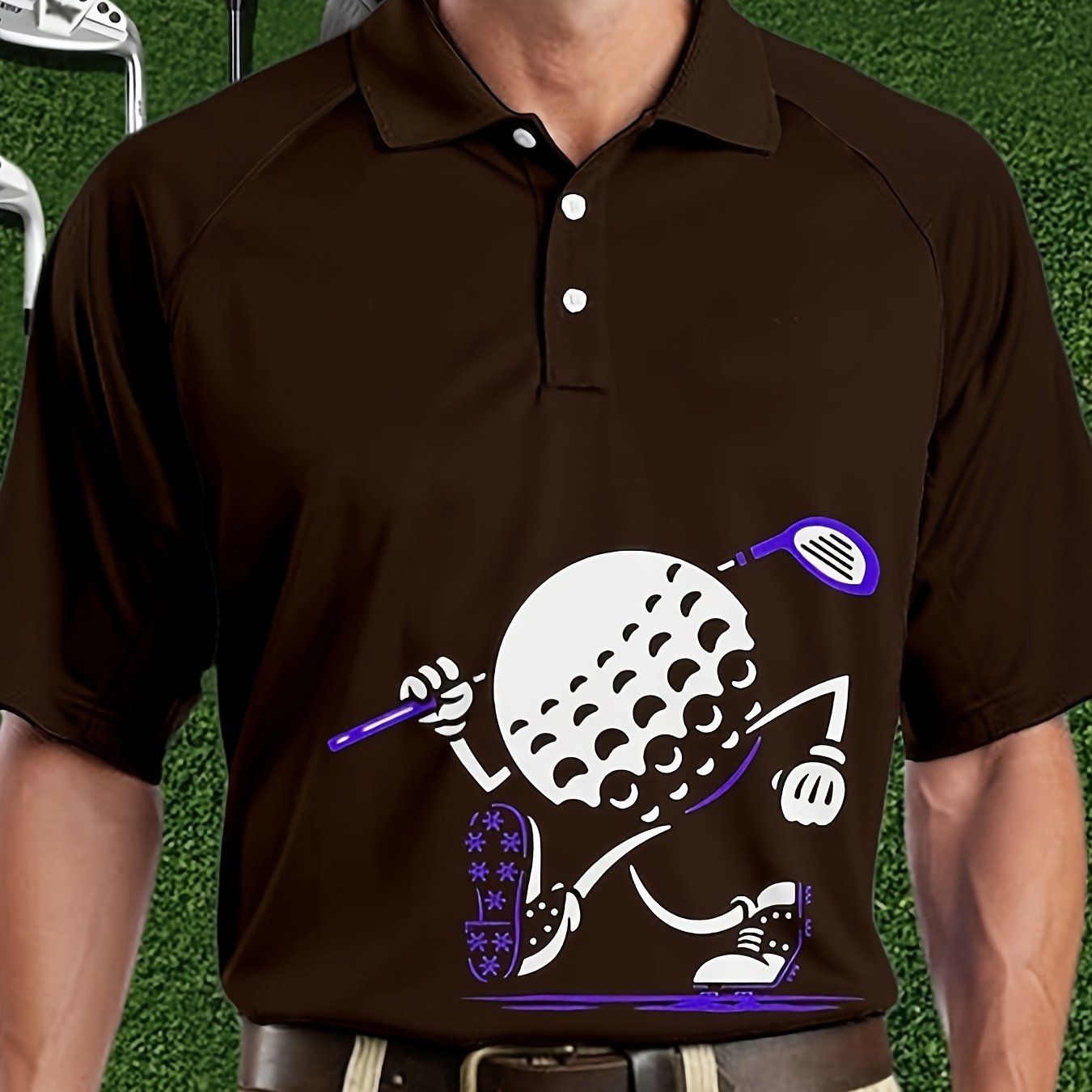 Áo Sơ Mi Nam Hè Thể Thao In Bóng Golf Hài Hước