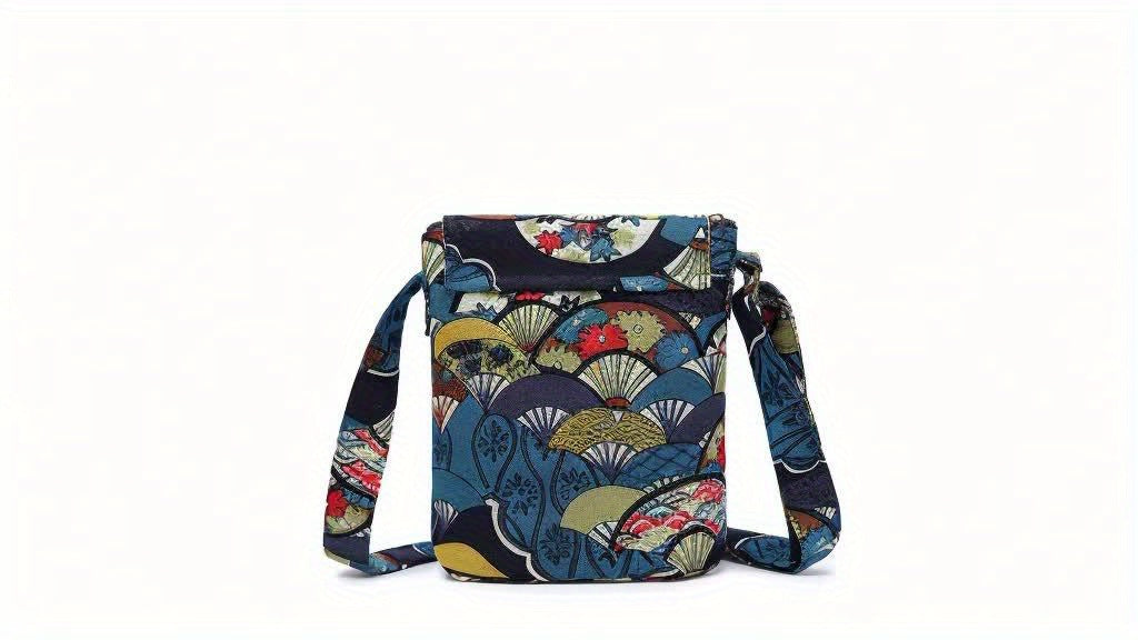 Vintage Women's Crossbody Bag with Ethnic Floral Pattern