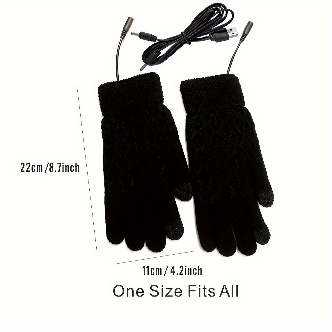USB Interface Electronic Warmer, Male And Female Universal USB Heating Gloves Knitted Semi Heated Fingerless+Flip Heating Heater with Button Washable Design Gloves for Winter Hand Warmth Laptop Gloves, Without Battery