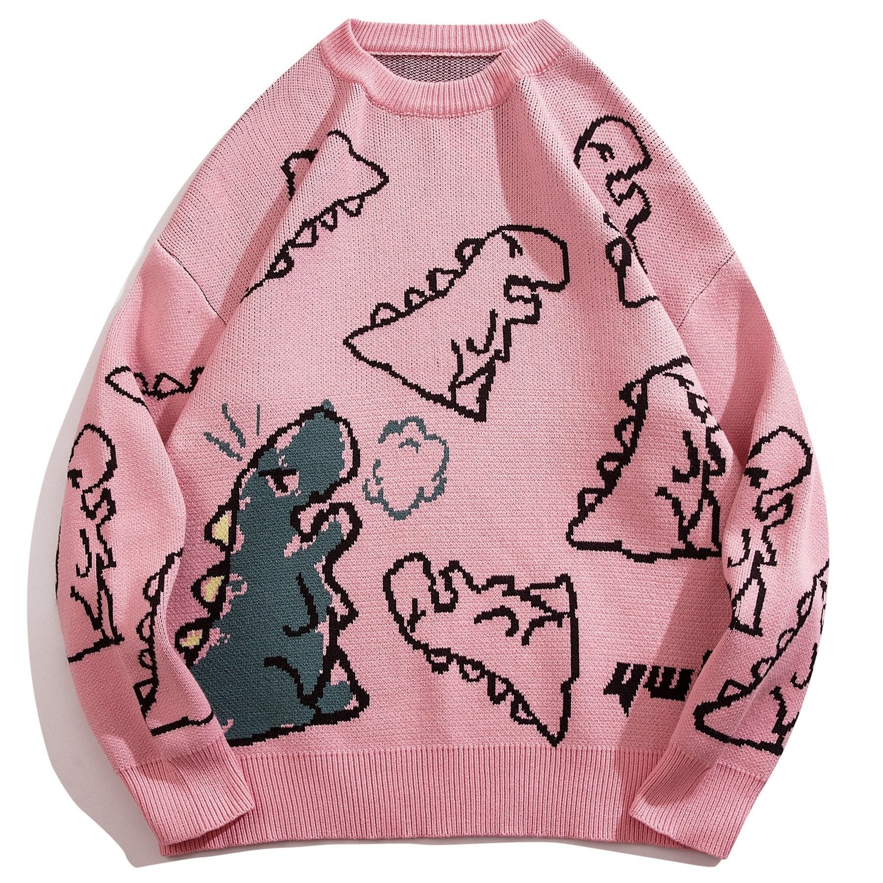 Áo len unisex khủng long xanh đen, dáng rộng, ấm áp - Daisan Mart