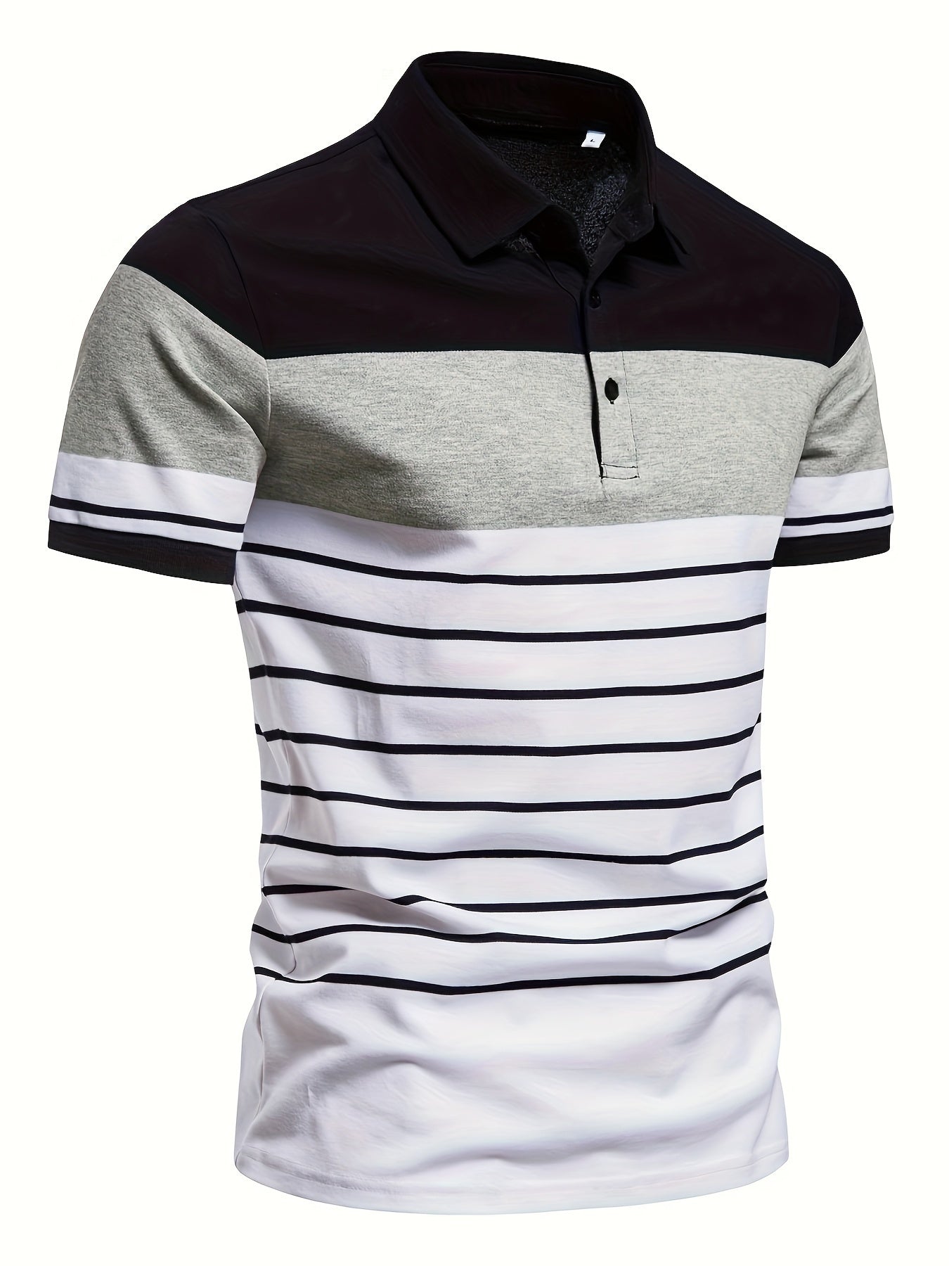 Áo Golf Nam Kẻ Sọc Thoáng Mát, Cộc Tay Nửa Khuy