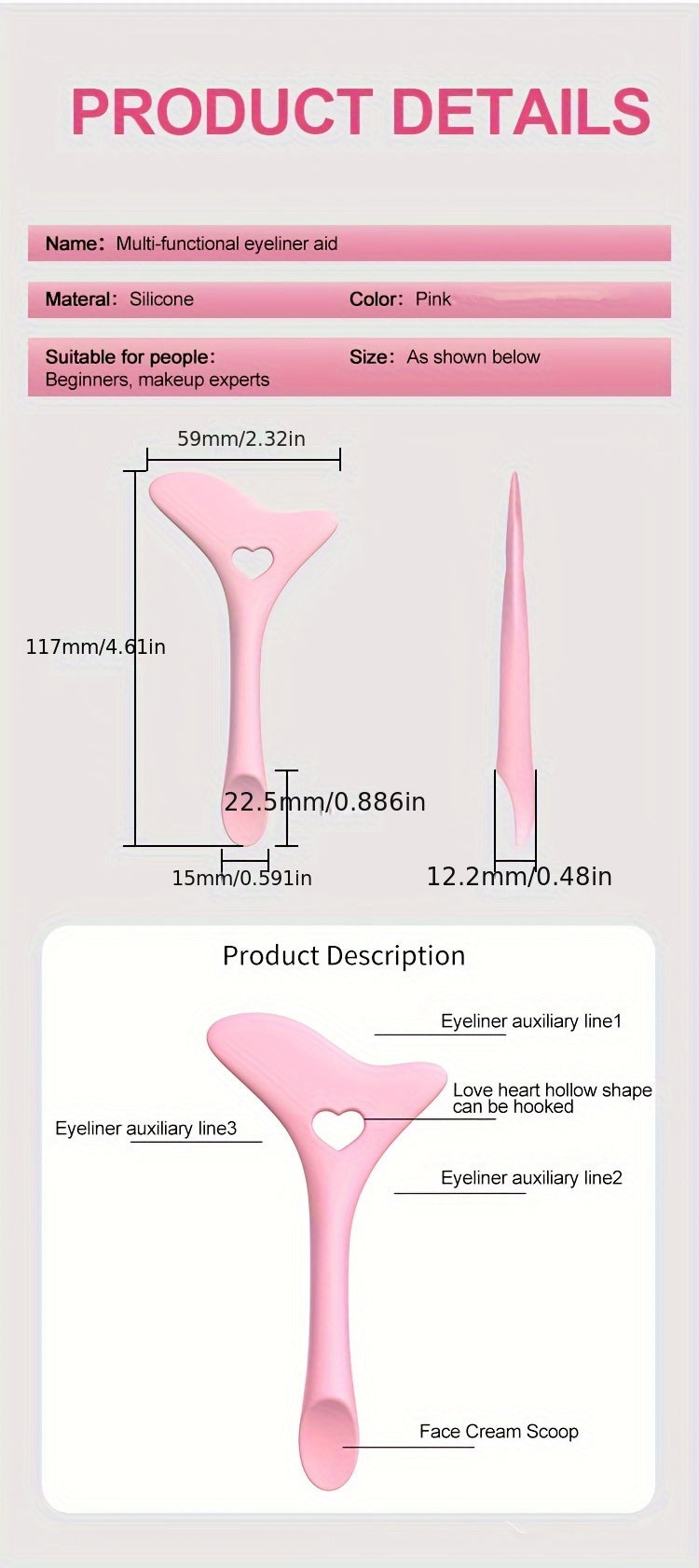 Reusable silicone multi-purpose eyeliner shield
