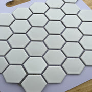 Matte white hexagonal mosaic tile MGTT0020