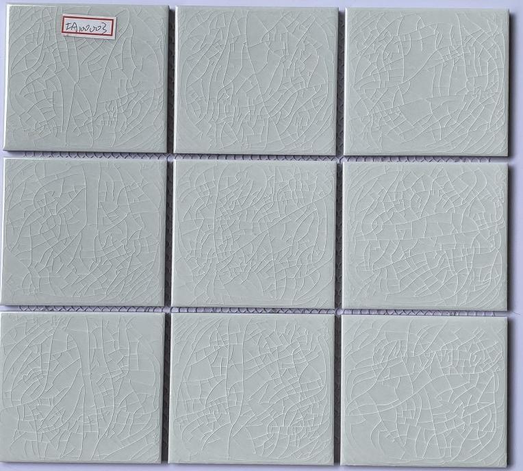 Chip crackle glaze ceramic mosaic tile, size 100x100mm, code 100031