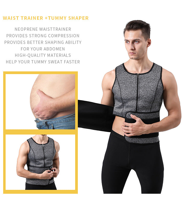 Áo GYM Nam Đai Nịt Bụng Co Giãn, Có Khóa Kéo & Đai - Daisan Mart