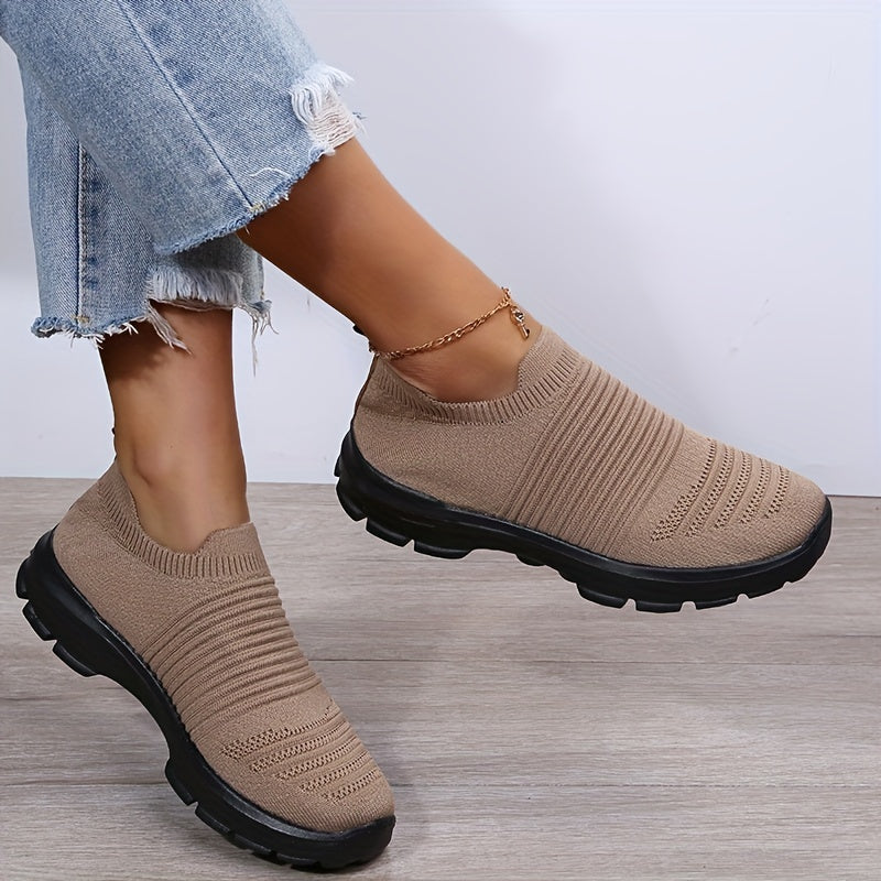 Giày Lười Nữ Lưới Thoáng Khí, Đế Mềm, Màu Trơn