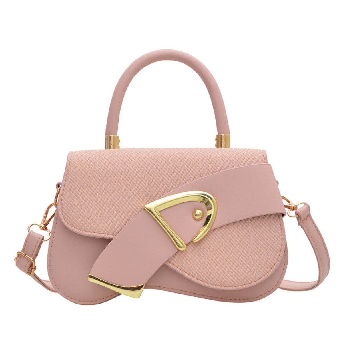 Women's Crossbody Bag - Gold Lock, Compact, Luxurious