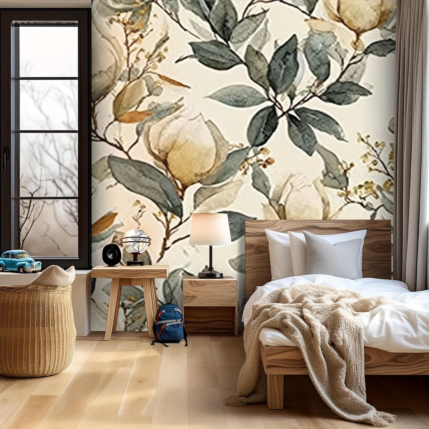 Giấy Dán Tường Canvas Boho Hoa Mộc Lan Tự Dán USA - Daisan Mart