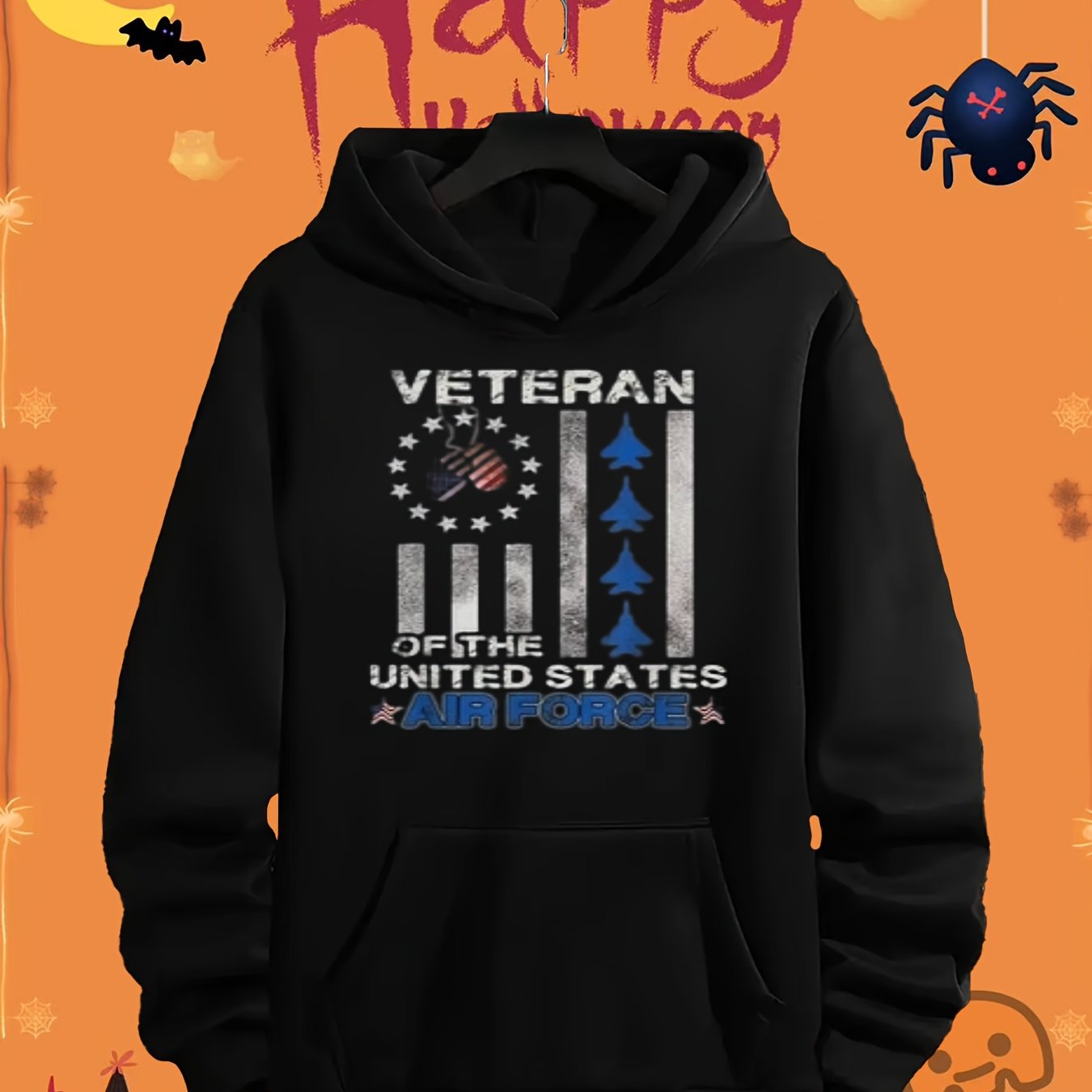 Áo Hoodie Đồ Họa USAF Unisex, Vải Dệt, Phong Cách Quân Đội