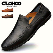 CLOHOO Men's Genuine Leather Loafers for Elegant Office