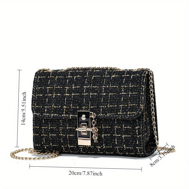 Túi Xách Nữ Dây Xích Thanh Lịch Phong Cách Tweed